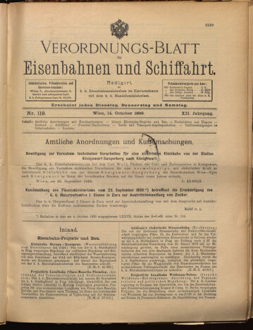 Verordnungs-Blatt für Eisenbahnen und Schiffahrt: Veröffentlichungen in Tarif- und Transport-Angelegenheiten 18991014 Seite: 1