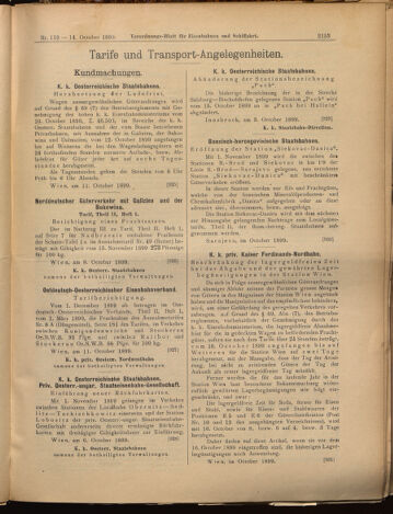 Verordnungs-Blatt für Eisenbahnen und Schiffahrt: Veröffentlichungen in Tarif- und Transport-Angelegenheiten 18991014 Seite: 5