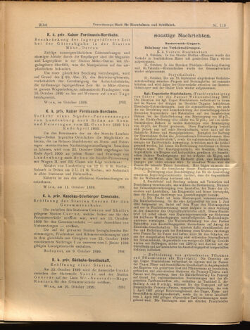 Verordnungs-Blatt für Eisenbahnen und Schiffahrt: Veröffentlichungen in Tarif- und Transport-Angelegenheiten 18991014 Seite: 6