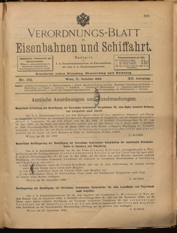 Verordnungs-Blatt für Eisenbahnen und Schiffahrt: Veröffentlichungen in Tarif- und Transport-Angelegenheiten 18991021 Seite: 1