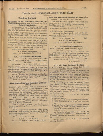 Verordnungs-Blatt für Eisenbahnen und Schiffahrt: Veröffentlichungen in Tarif- und Transport-Angelegenheiten 18991021 Seite: 5