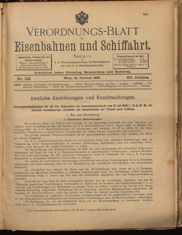 Verordnungs-Blatt für Eisenbahnen und Schiffahrt: Veröffentlichungen in Tarif- und Transport-Angelegenheiten 18991024 Seite: 1