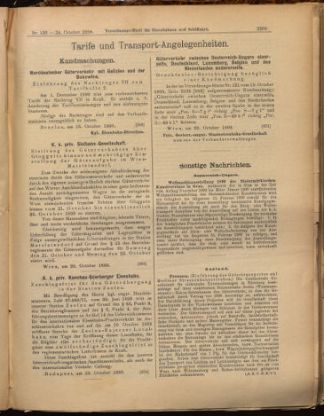 Verordnungs-Blatt für Eisenbahnen und Schiffahrt: Veröffentlichungen in Tarif- und Transport-Angelegenheiten 18991024 Seite: 9