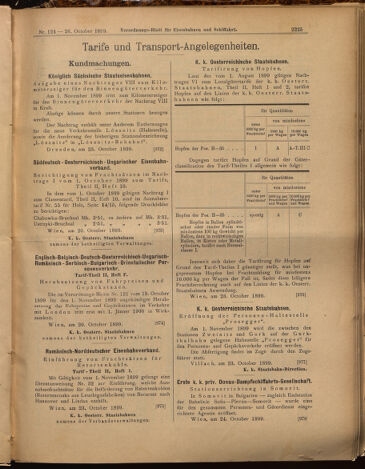 Verordnungs-Blatt für Eisenbahnen und Schiffahrt: Veröffentlichungen in Tarif- und Transport-Angelegenheiten 18991026 Seite: 9