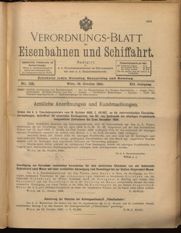 Verordnungs-Blatt für Eisenbahnen und Schiffahrt: Veröffentlichungen in Tarif- und Transport-Angelegenheiten 18991028 Seite: 1