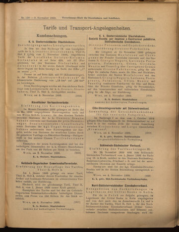 Verordnungs-Blatt für Eisenbahnen und Schiffahrt: Veröffentlichungen in Tarif- und Transport-Angelegenheiten 18991109 Seite: 7