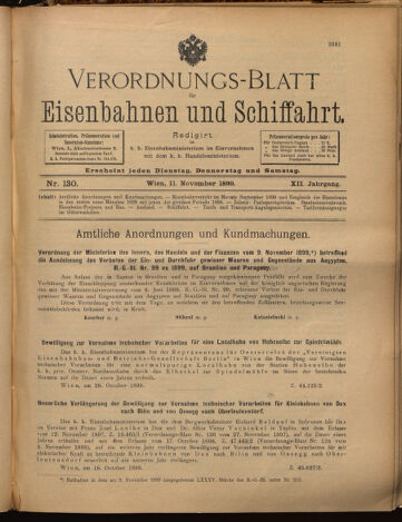 Verordnungs-Blatt für Eisenbahnen und Schiffahrt: Veröffentlichungen in Tarif- und Transport-Angelegenheiten 18991111 Seite: 1