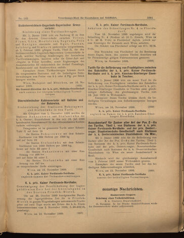 Verordnungs-Blatt für Eisenbahnen und Schiffahrt: Veröffentlichungen in Tarif- und Transport-Angelegenheiten 18991118 Seite: 11