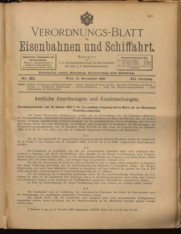 Verordnungs-Blatt für Eisenbahnen und Schiffahrt: Veröffentlichungen in Tarif- und Transport-Angelegenheiten 18991121 Seite: 1