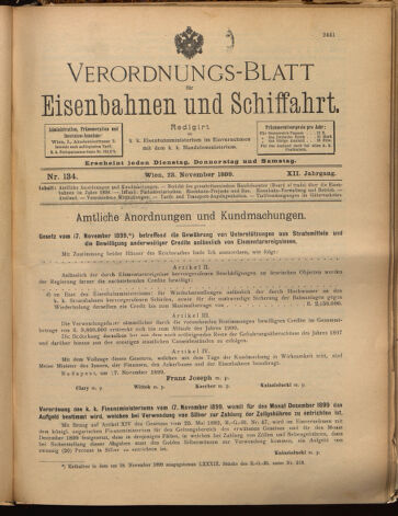 Verordnungs-Blatt für Eisenbahnen und Schiffahrt: Veröffentlichungen in Tarif- und Transport-Angelegenheiten 18991123 Seite: 1