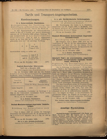 Verordnungs-Blatt für Eisenbahnen und Schiffahrt: Veröffentlichungen in Tarif- und Transport-Angelegenheiten 18991125 Seite: 7