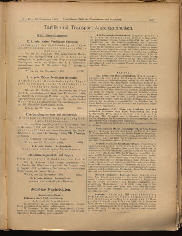 Verordnungs-Blatt für Eisenbahnen und Schiffahrt: Veröffentlichungen in Tarif- und Transport-Angelegenheiten 18991128 Seite: 7