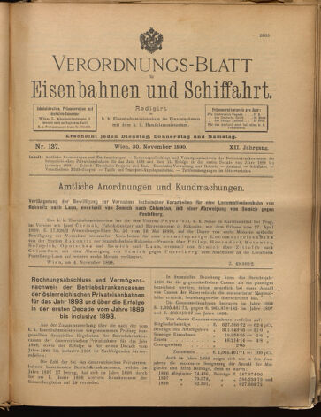 Verordnungs-Blatt für Eisenbahnen und Schiffahrt: Veröffentlichungen in Tarif- und Transport-Angelegenheiten 18991130 Seite: 1