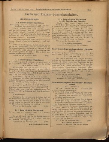 Verordnungs-Blatt für Eisenbahnen und Schiffahrt: Veröffentlichungen in Tarif- und Transport-Angelegenheiten 18991130 Seite: 9