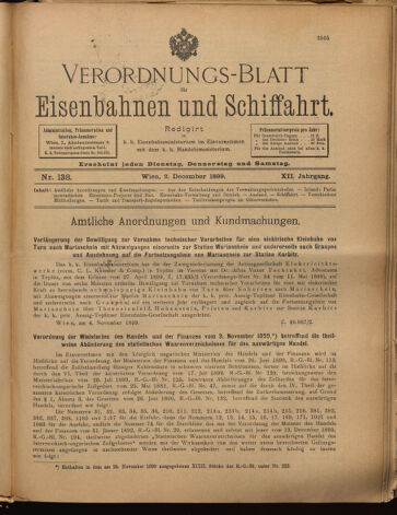 Verordnungs-Blatt für Eisenbahnen und Schiffahrt: Veröffentlichungen in Tarif- und Transport-Angelegenheiten 18991202 Seite: 1