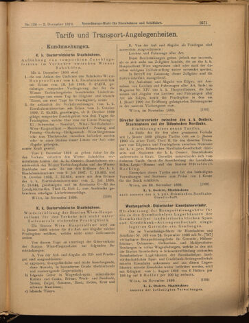 Verordnungs-Blatt für Eisenbahnen und Schiffahrt: Veröffentlichungen in Tarif- und Transport-Angelegenheiten 18991202 Seite: 7