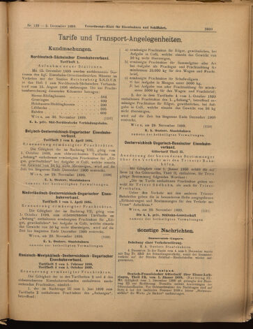 Verordnungs-Blatt für Eisenbahnen und Schiffahrt: Veröffentlichungen in Tarif- und Transport-Angelegenheiten 18991205 Seite: 7