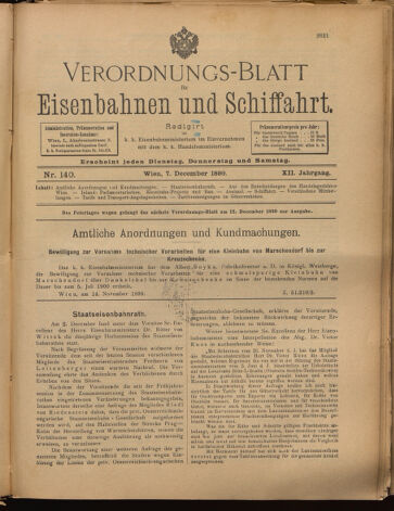 Verordnungs-Blatt für Eisenbahnen und Schiffahrt: Veröffentlichungen in Tarif- und Transport-Angelegenheiten 18991207 Seite: 1