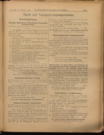 Verordnungs-Blatt für Eisenbahnen und Schiffahrt: Veröffentlichungen in Tarif- und Transport-Angelegenheiten 18991207 Seite: 7