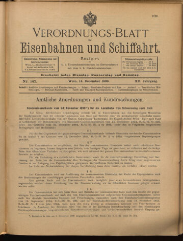 Verordnungs-Blatt für Eisenbahnen und Schiffahrt: Veröffentlichungen in Tarif- und Transport-Angelegenheiten 18991214 Seite: 1