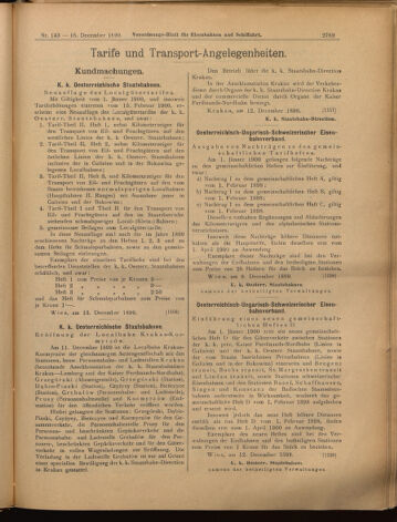 Verordnungs-Blatt für Eisenbahnen und Schiffahrt: Veröffentlichungen in Tarif- und Transport-Angelegenheiten 18991216 Seite: 13