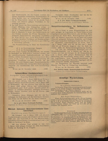 Verordnungs-Blatt für Eisenbahnen und Schiffahrt: Veröffentlichungen in Tarif- und Transport-Angelegenheiten 18991216 Seite: 15