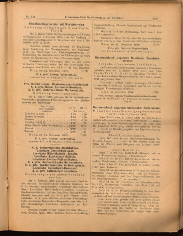 Verordnungs-Blatt für Eisenbahnen und Schiffahrt: Veröffentlichungen in Tarif- und Transport-Angelegenheiten 18991219 Seite: 11