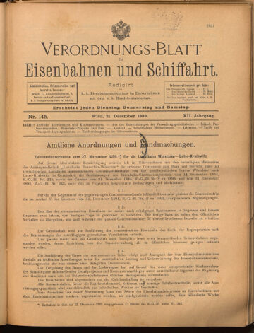 Verordnungs-Blatt für Eisenbahnen und Schiffahrt: Veröffentlichungen in Tarif- und Transport-Angelegenheiten 18991221 Seite: 1