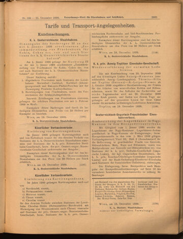 Verordnungs-Blatt für Eisenbahnen und Schiffahrt: Veröffentlichungen in Tarif- und Transport-Angelegenheiten 18991221 Seite: 11