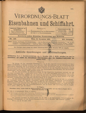 Verordnungs-Blatt für Eisenbahnen und Schiffahrt: Veröffentlichungen in Tarif- und Transport-Angelegenheiten 18991223 Seite: 1