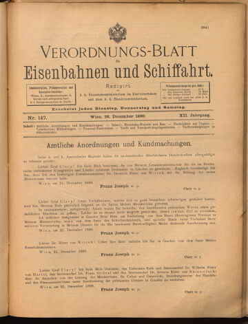 Verordnungs-Blatt für Eisenbahnen und Schiffahrt: Veröffentlichungen in Tarif- und Transport-Angelegenheiten 18991228 Seite: 1