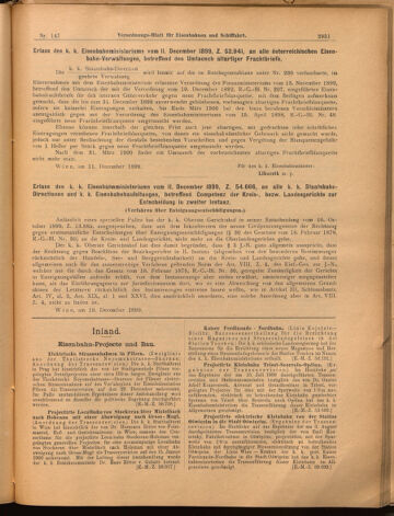 Verordnungs-Blatt für Eisenbahnen und Schiffahrt: Veröffentlichungen in Tarif- und Transport-Angelegenheiten 18991228 Seite: 11