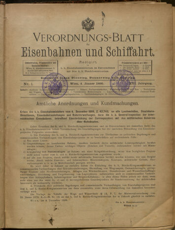 Verordnungs-Blatt für Eisenbahnen und Schiffahrt: Veröffentlichungen in Tarif- und Transport-Angelegenheiten 19000104 Seite: 1