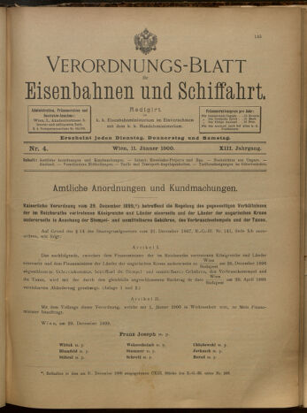 Verordnungs-Blatt für Eisenbahnen und Schiffahrt: Veröffentlichungen in Tarif- und Transport-Angelegenheiten 19000111 Seite: 1