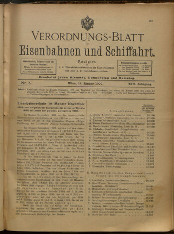 Verordnungs-Blatt für Eisenbahnen und Schiffahrt: Veröffentlichungen in Tarif- und Transport-Angelegenheiten 19000113 Seite: 1