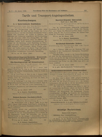 Verordnungs-Blatt für Eisenbahnen und Schiffahrt: Veröffentlichungen in Tarif- und Transport-Angelegenheiten 19000116 Seite: 6