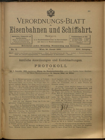 Verordnungs-Blatt für Eisenbahnen und Schiffahrt: Veröffentlichungen in Tarif- und Transport-Angelegenheiten 19000120 Seite: 1