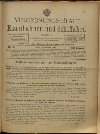 Verordnungs-Blatt für Eisenbahnen und Schiffahrt: Veröffentlichungen in Tarif- und Transport-Angelegenheiten 19000125 Seite: 1