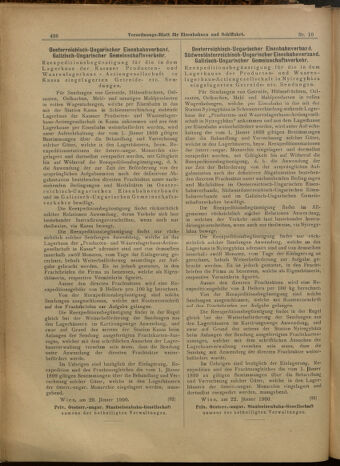 Verordnungs-Blatt für Eisenbahnen und Schiffahrt: Veröffentlichungen in Tarif- und Transport-Angelegenheiten 19000125 Seite: 12