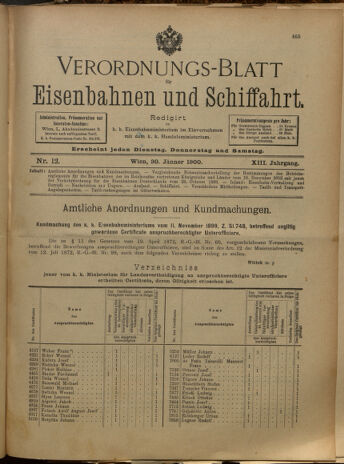 Verordnungs-Blatt für Eisenbahnen und Schiffahrt: Veröffentlichungen in Tarif- und Transport-Angelegenheiten 19000130 Seite: 1