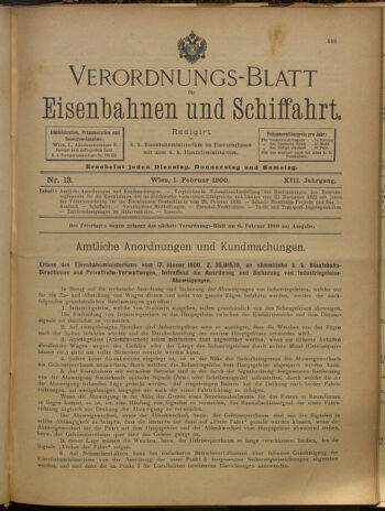 Verordnungs-Blatt für Eisenbahnen und Schiffahrt: Veröffentlichungen in Tarif- und Transport-Angelegenheiten 19000201 Seite: 1