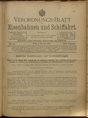 Verordnungs-Blatt für Eisenbahnen und Schiffahrt: Veröffentlichungen in Tarif- und Transport-Angelegenheiten 19000206 Seite: 1