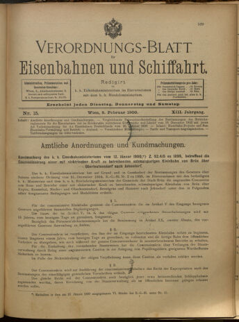 Verordnungs-Blatt für Eisenbahnen und Schiffahrt: Veröffentlichungen in Tarif- und Transport-Angelegenheiten 19000208 Seite: 1