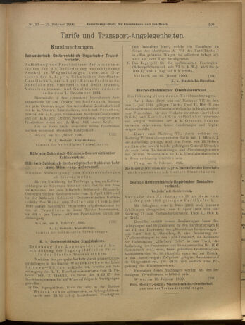 Verordnungs-Blatt für Eisenbahnen und Schiffahrt: Veröffentlichungen in Tarif- und Transport-Angelegenheiten 19000213 Seite: 19