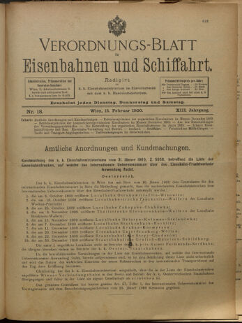 Verordnungs-Blatt für Eisenbahnen und Schiffahrt: Veröffentlichungen in Tarif- und Transport-Angelegenheiten 19000215 Seite: 1