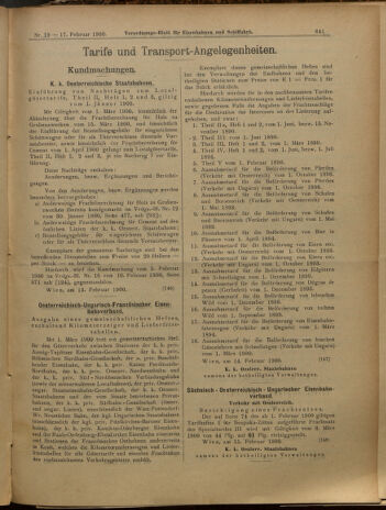 Verordnungs-Blatt für Eisenbahnen und Schiffahrt: Veröffentlichungen in Tarif- und Transport-Angelegenheiten 19000217 Seite: 9