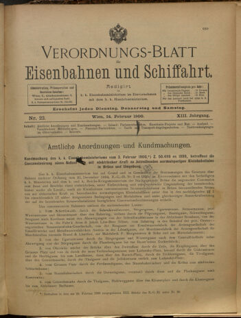 Verordnungs-Blatt für Eisenbahnen und Schiffahrt: Veröffentlichungen in Tarif- und Transport-Angelegenheiten 19000224 Seite: 1