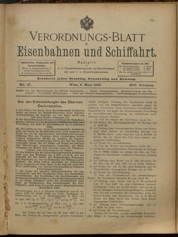 Verordnungs-Blatt für Eisenbahnen und Schiffahrt: Veröffentlichungen in Tarif- und Transport-Angelegenheiten 19000308 Seite: 1