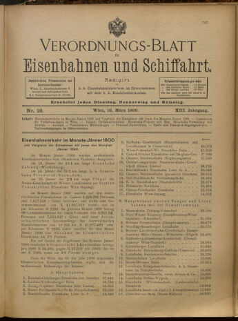 Verordnungs-Blatt für Eisenbahnen und Schiffahrt: Veröffentlichungen in Tarif- und Transport-Angelegenheiten 19000310 Seite: 1