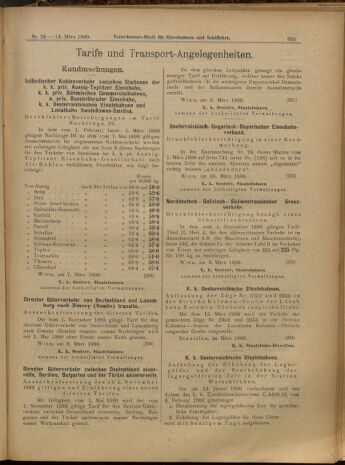 Verordnungs-Blatt für Eisenbahnen und Schiffahrt: Veröffentlichungen in Tarif- und Transport-Angelegenheiten 19000313 Seite: 15